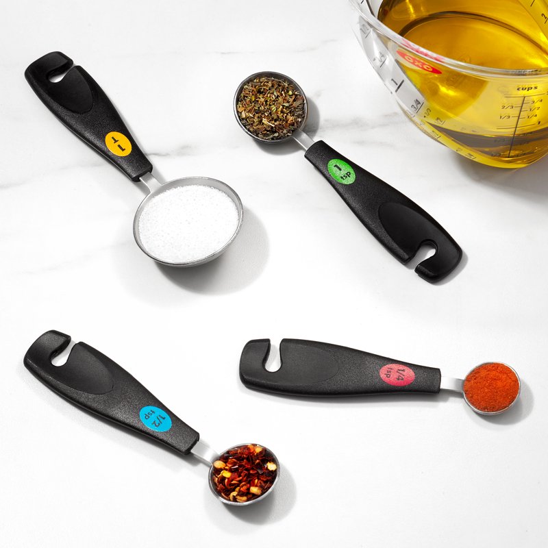 Stainless Steel Measuring Spoons Set - 4 Piece with Non-Slip Handles