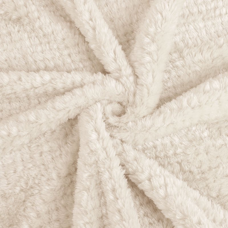 Flannel Fleece Velvet Blanket - 60 x 78 Inches, Beige, Soft & Warm Throw