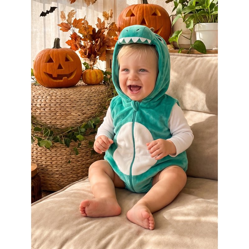 Newborn Baby Boy Dinosaur Costume - Green 12-18 Months Halloween Animal Cosplay Outfit