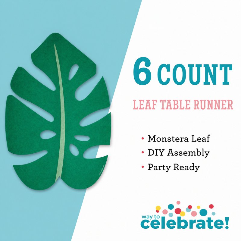Leaf-Shaped Table Runner - Tropical Monstera Design