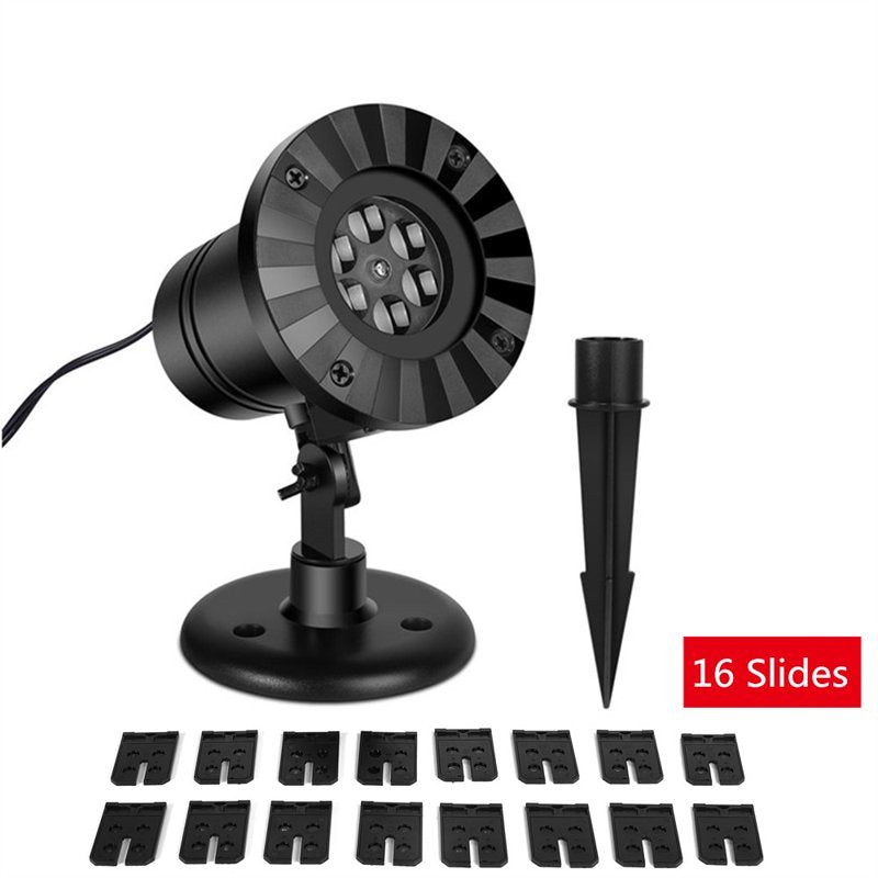 Waterproof Landscape Projection Light with 16 Patterns for Garden Christmas Halloween Holiday Decor