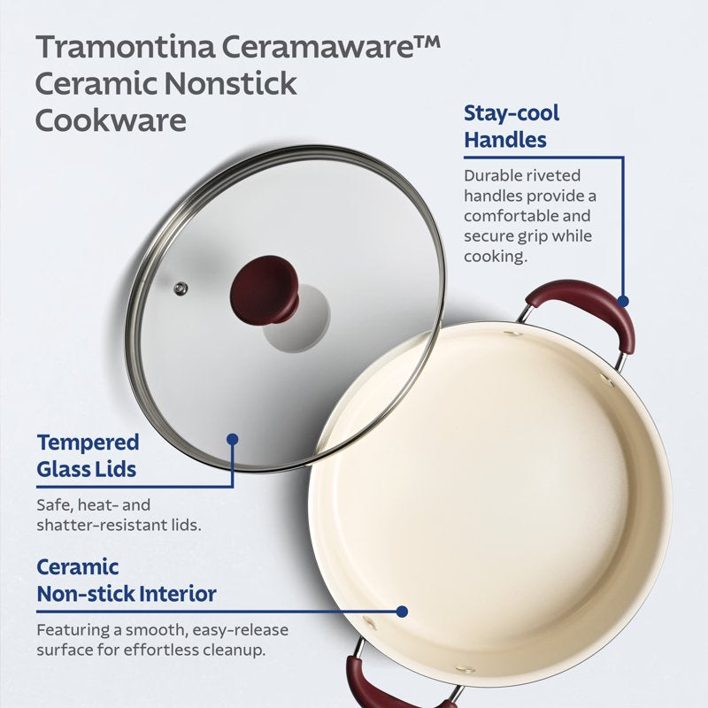 5-Quart Ceramic Nonstick Covered Dutch Oven - Wine Color