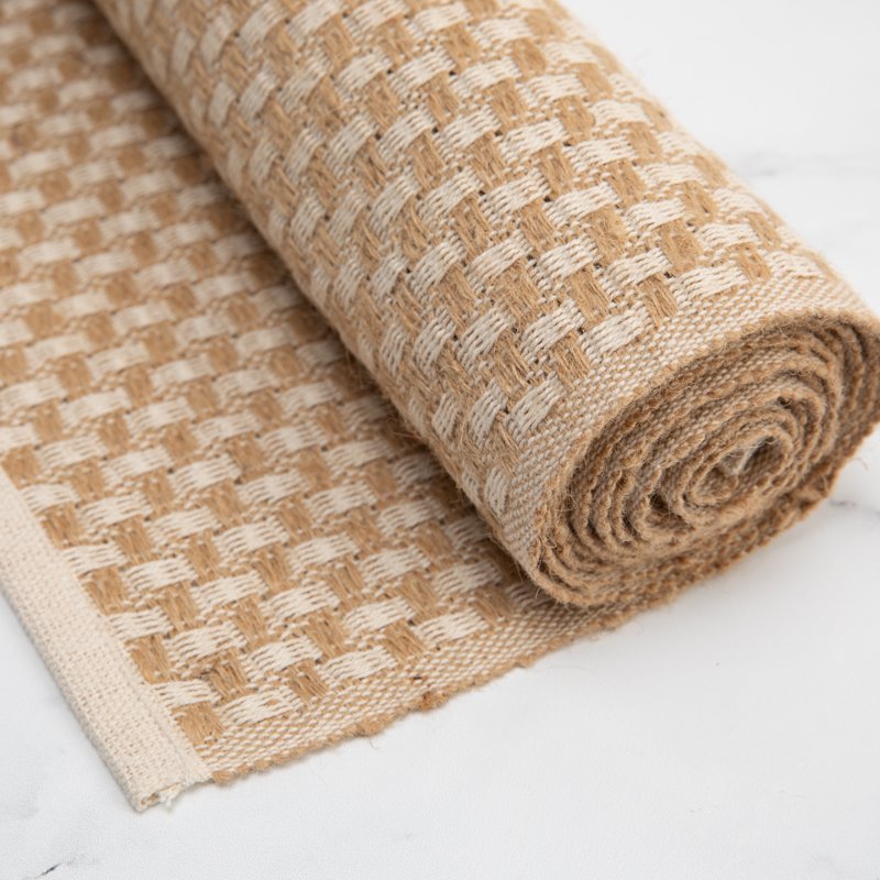 Natural Jute and Cotton Blend Table Runner, 14" x 72"