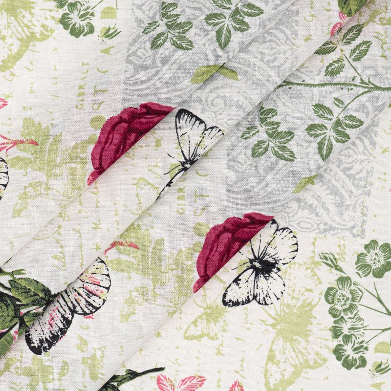 2 Pack Cotton Fabric - Rose Cranberry Prints, 44-Inch Wide for Quilting & Sewing