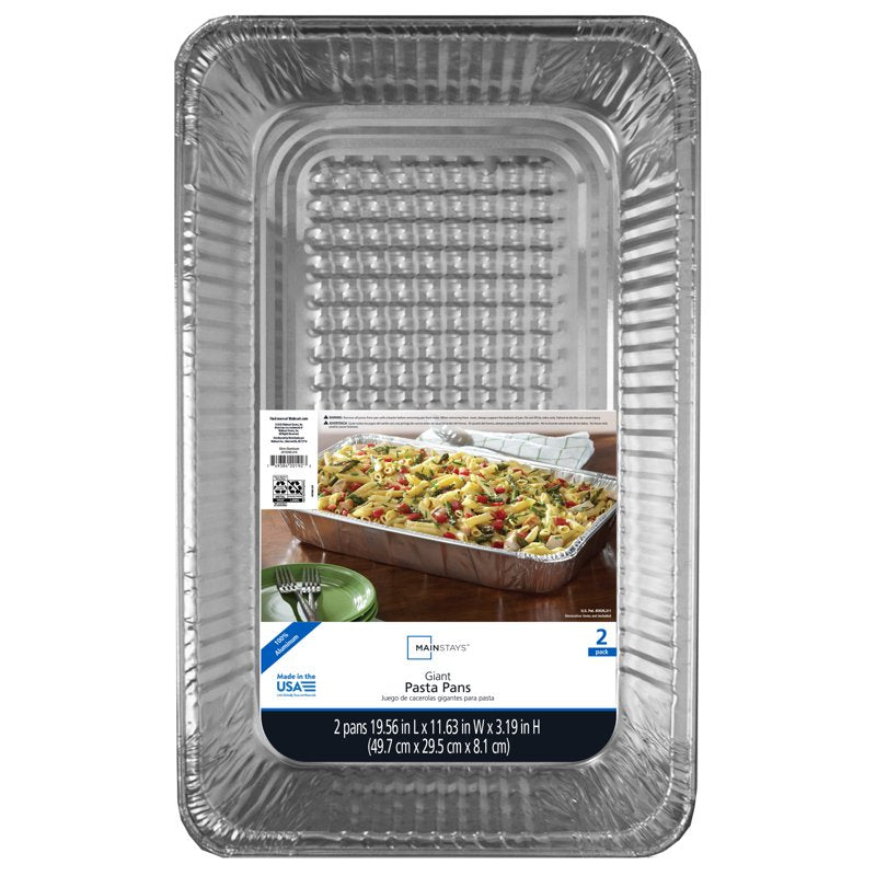 Aluminum Full Steam Pan - 19.56 x 11.63 x 3.19 in, Disposable, 2 Count