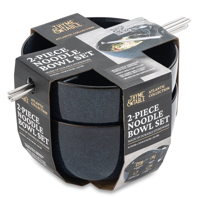 Ramen Bowl Set with Chopsticks - 2 Pack Ceramic