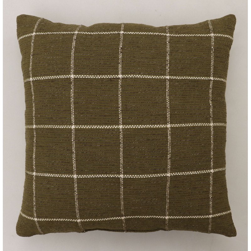 Olive Windowpane Throw Pillow 18x18 Decorative Cushion for Home