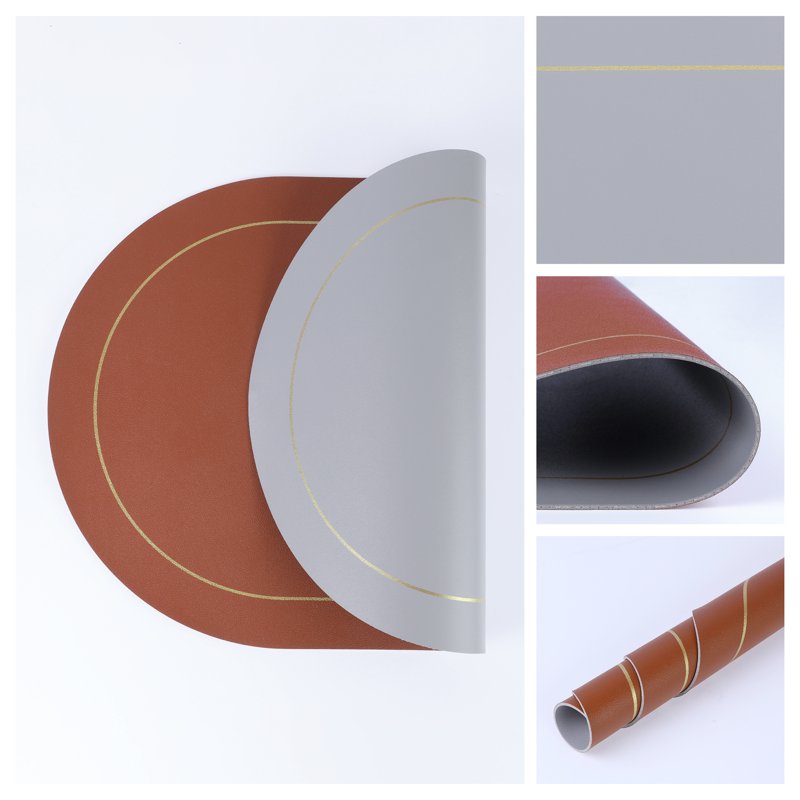 Faux Leather Placemats - Washable Table Mats 6pk - Brown/Gray