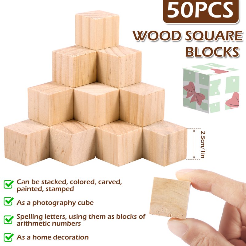 100PCS Unfinished Basswood Carving Blocks - 1x1 Inch Craft Wood Set - Variation of THIS listing
