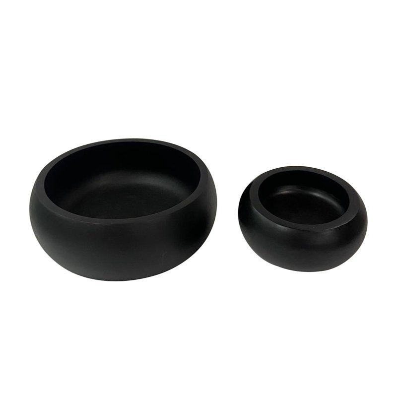 Black Wood Serving Bowls - 2-Pack for Elegant Dining