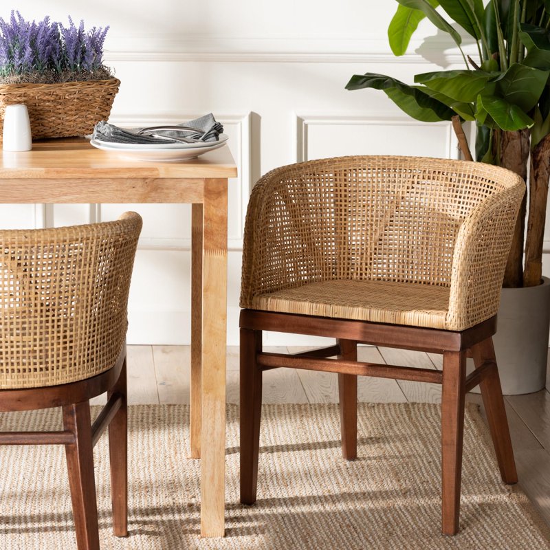 Papua Boho Dining Chair - Natural Rattan & Acacia Wood