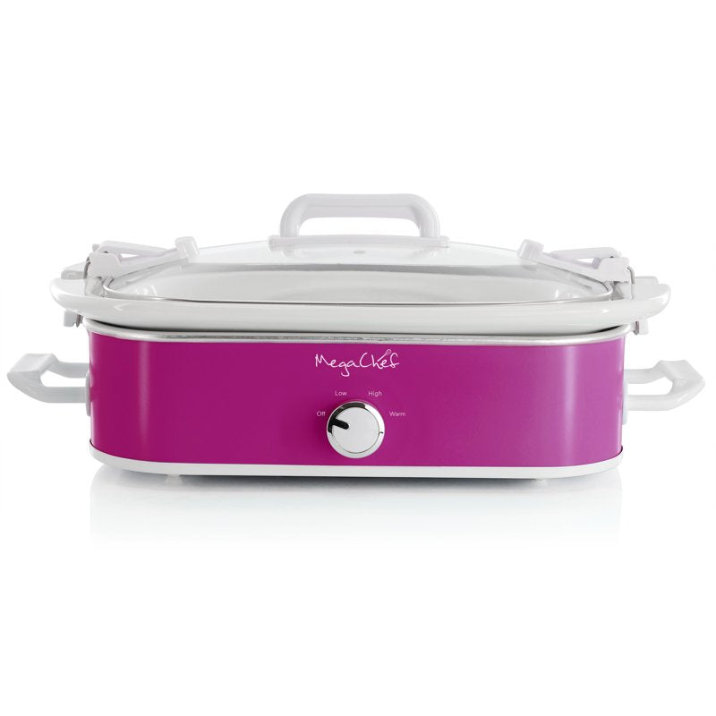 3.5 Quart Casserole Slow Cooker with Locking Lid and 3 Heat Settings - Purple