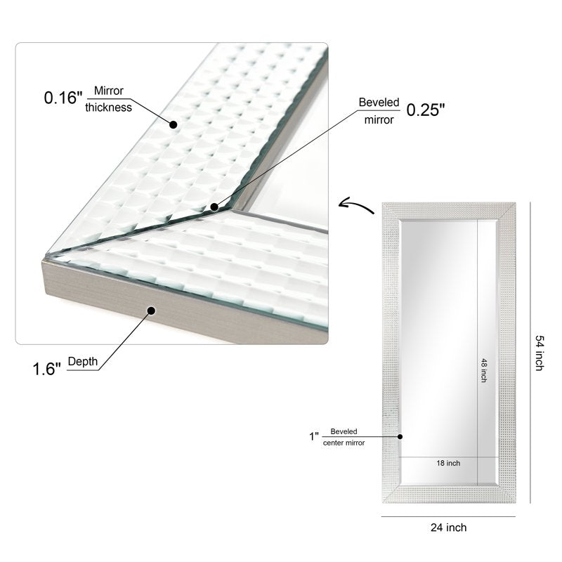 Rectangle Wall Mirror 24x54 Inches Beveled Glass Modern Decor - Empire Art