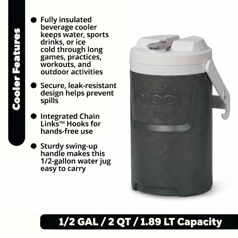 ½ Gallon Insulated Sports Beverage Jug with Hooks - Charcoal Gray, 2 Pack