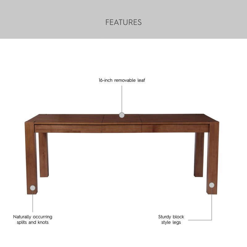 Extendable Dining Table with Removable Leaf - Walnut Finish
