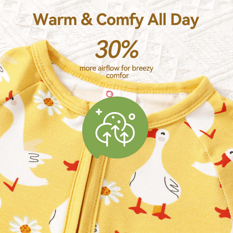 Cute Duck Baby Pajamas Set 9-12 Months - Snug Fit Bamboo Viscose Sleepwear