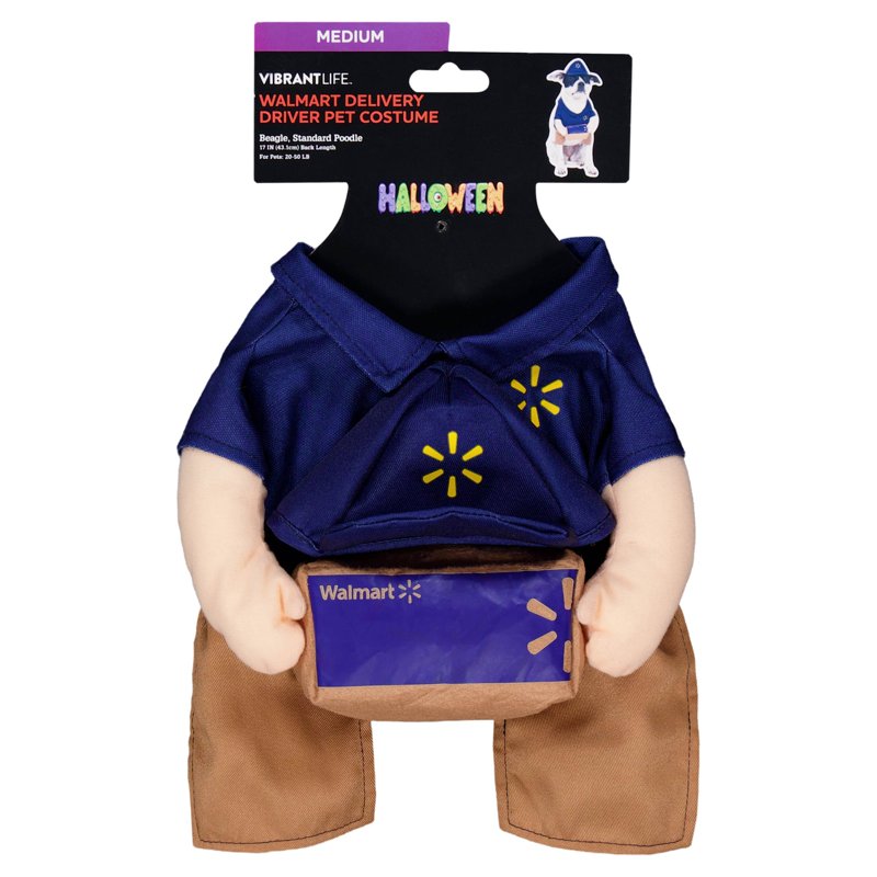 Medium Dog Halloween Costume Walmart Delivery Driver M - Vibrant Life