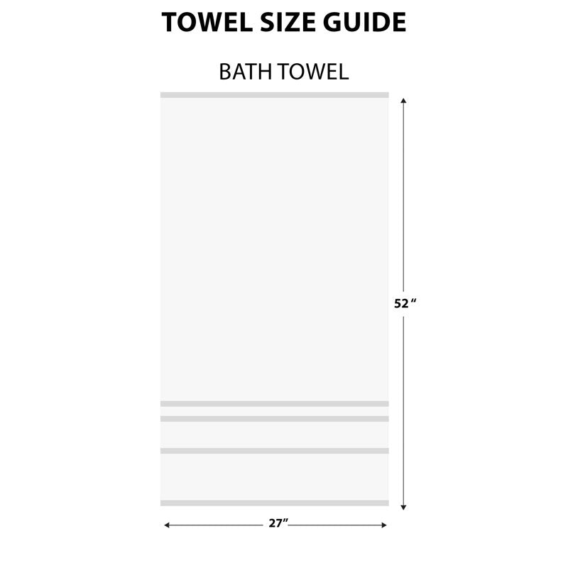 Mainstays Grey Striped Bath Towel - 100% Cotton, Absorbent, 27x52 in