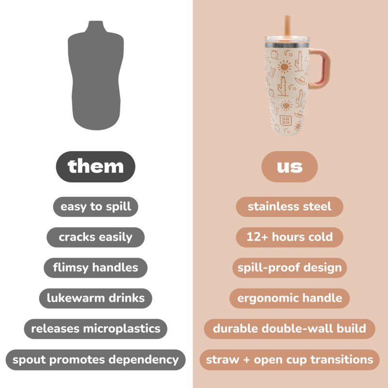 Insulated Kids Travel Tumbler with Silicone Straw - Western 12oz