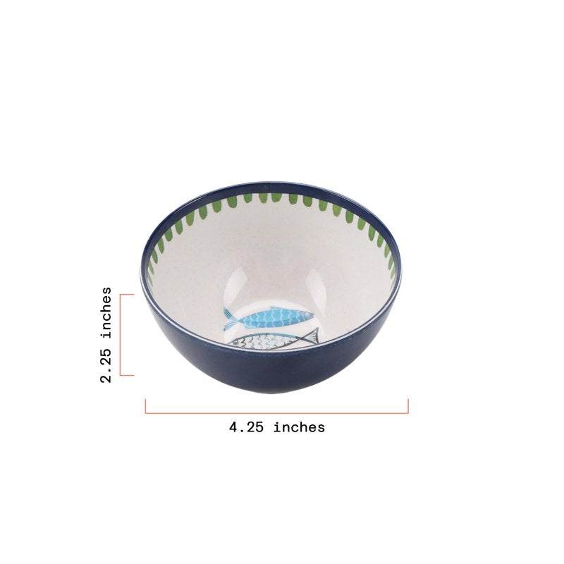 Bamboo Melamine Oval Serve Platter with Sardine Pattern - Multi-Color
