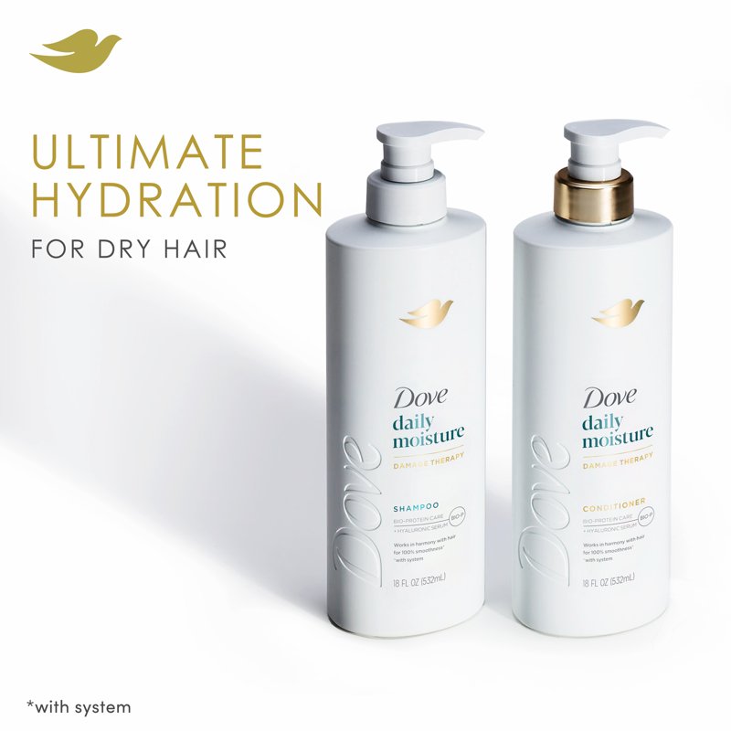Dove Daily Moisture Shampoo for Dry Hair with Hyaluronic Serum - 18 Fl Oz