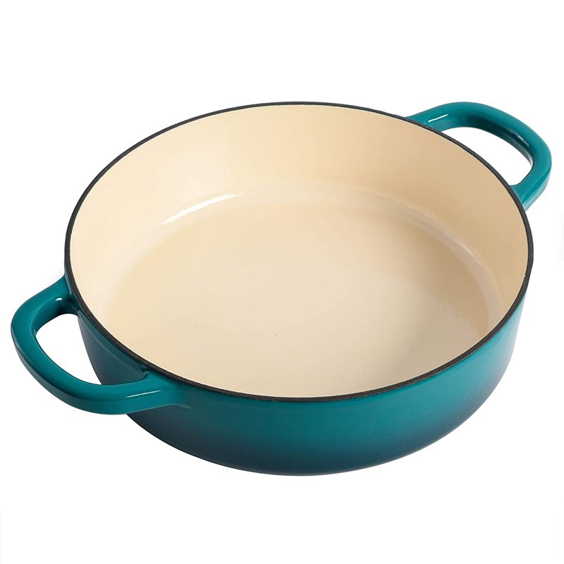 5-Quart Enameled Cast Iron Dutch Oven Cooker with Lid - Teal Ombre