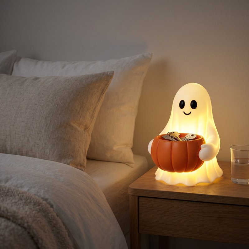 Halloween Ghost Pumpkin Candy Bowl Light Up Spooky Decor - Variation #019