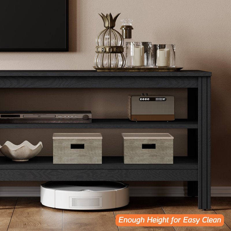 70 Inch Black TV Stand for 75 Inch TVs - Farmhouse Entertainment Center