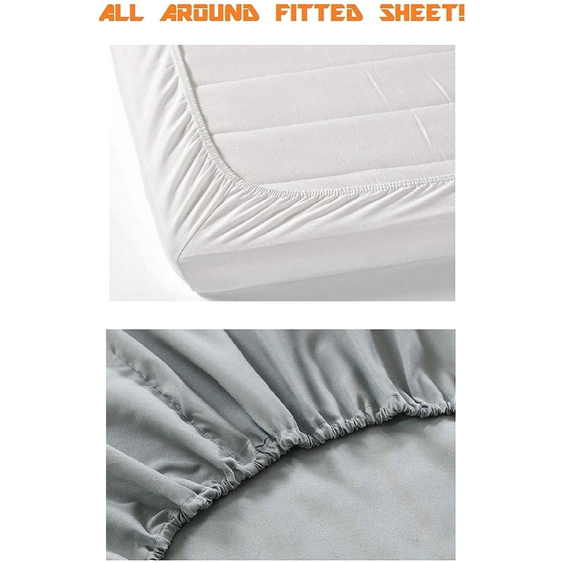 Full White Bed Sheet Set - 4 Pieces Microfiber Bedding with Pillowcases - Elegant Comfort