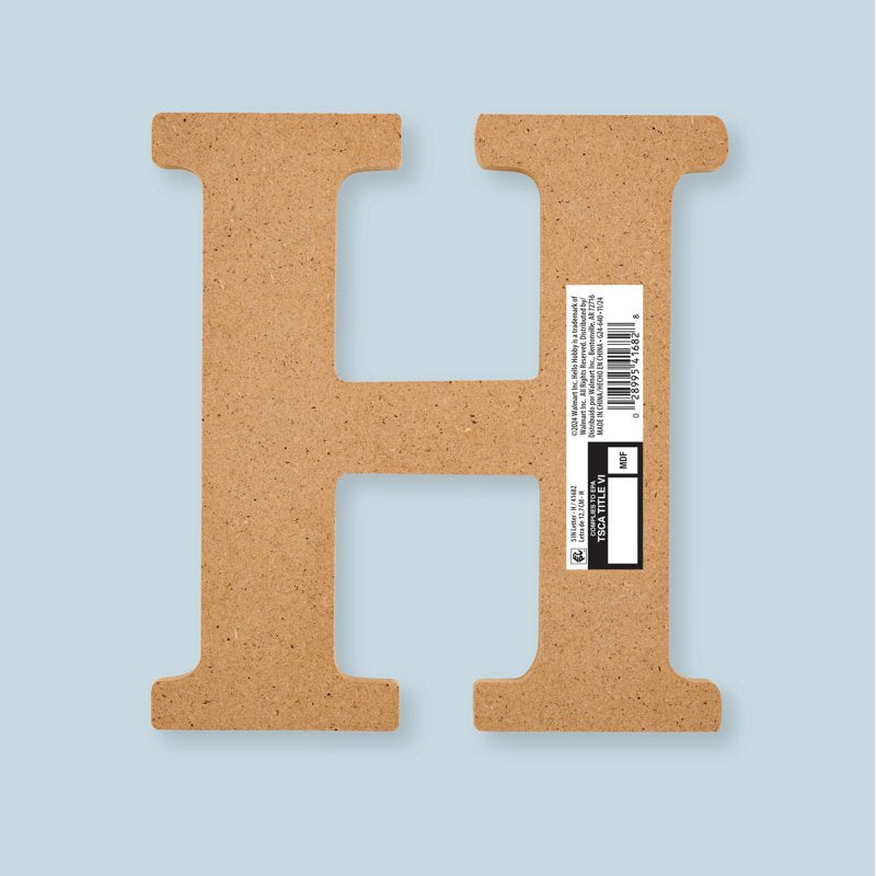 Unfinished Wood Letter H - 5 Inch Craft MDF Alphabet Sign - Variation H