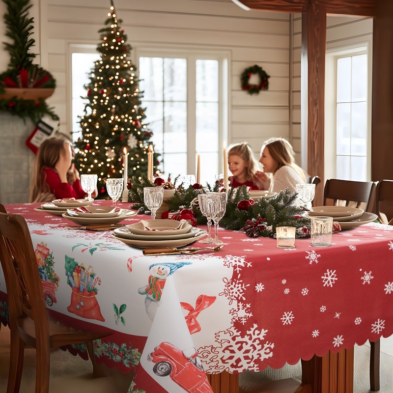 Christmas Tablecloth for Rectangle Table 52x70 - Red