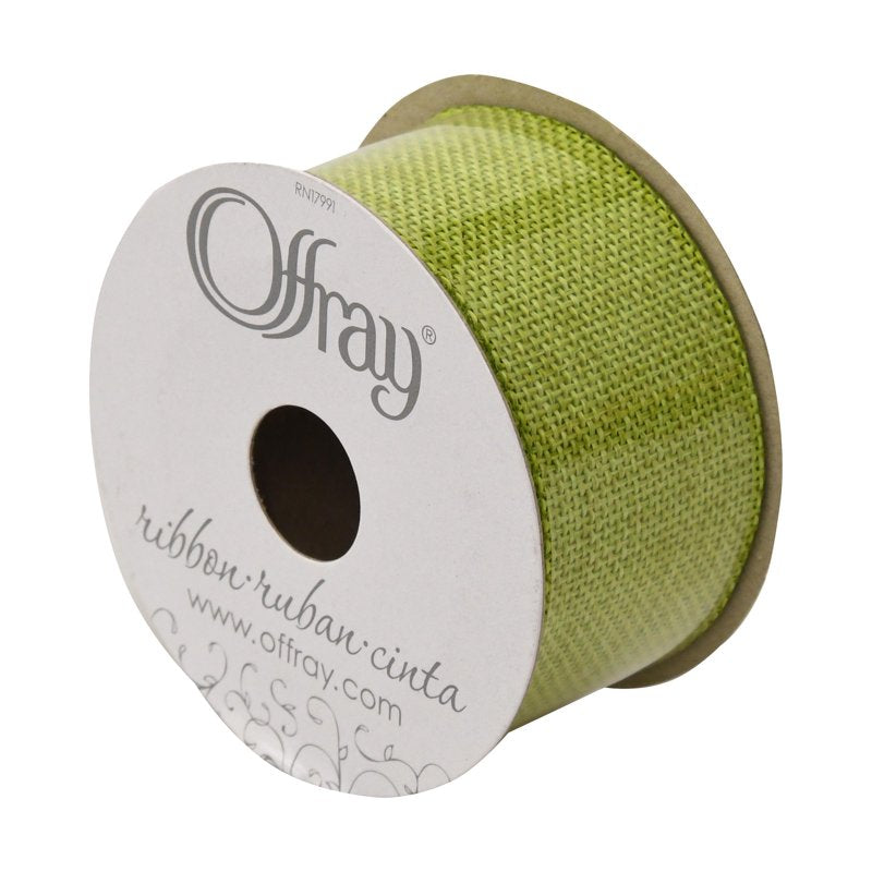 Offray Woven Burlap Ribbon - Lemongrass Green 1.5 Inch, 9 Feet, Single Variation