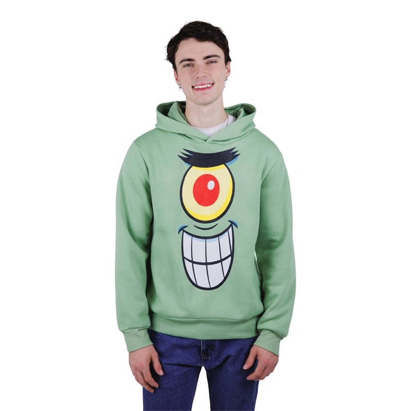 Men's Fleece Hoodie - SpongeBob Plankton Jade Green, Size L