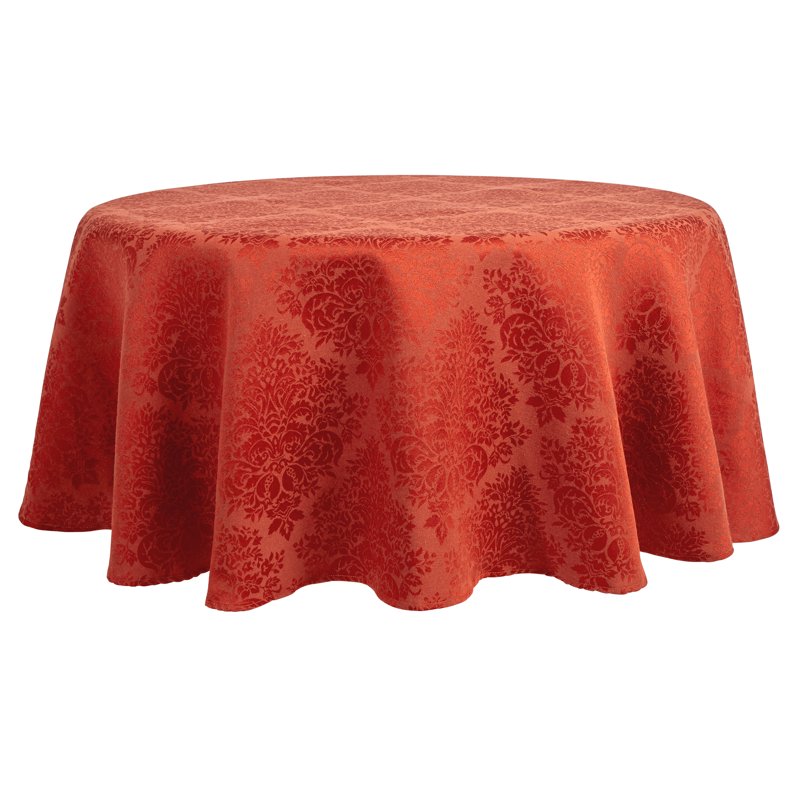 Damask Tablecloth - Stain Resistant, 70" Round - Rust