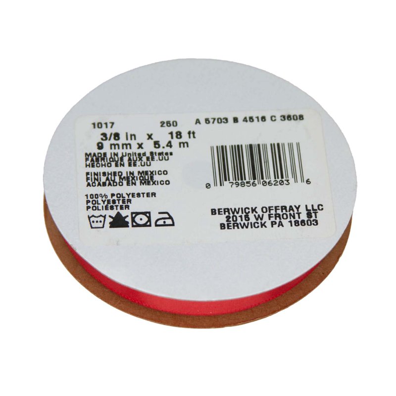 (3 Pack) Offray Red Polyester Ribbon 3.25 x 0.37 Inches - Craft & Decor Trim