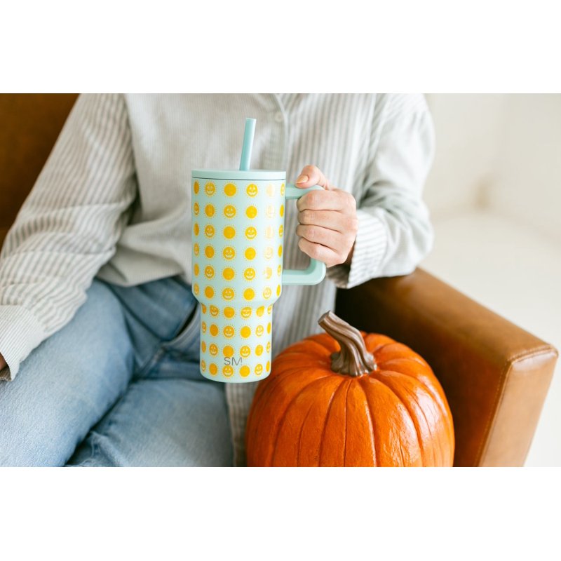 Insulated Stainless Steel Trek Tumbler with Straw Lid - Poolside Pumpkin
