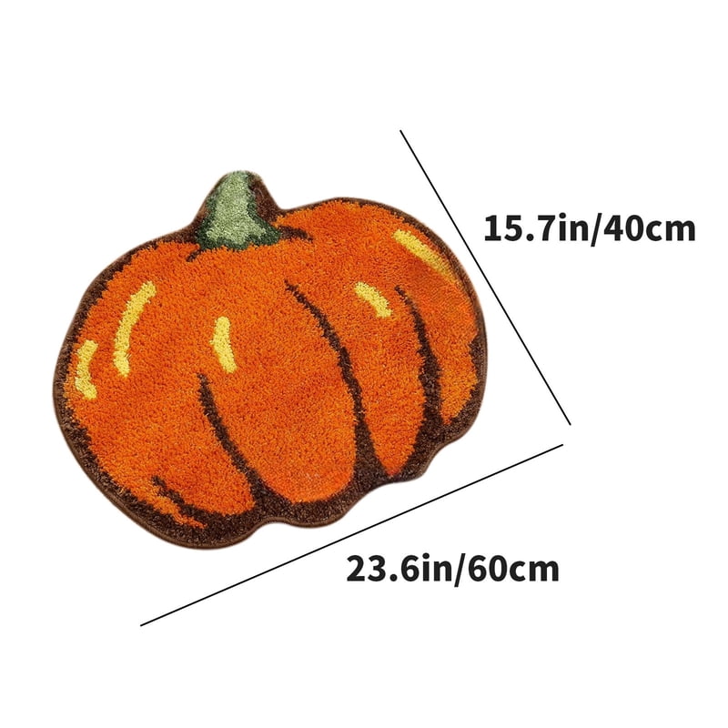 Pumpkin Shape Bathroom Rug - Fall Decor Doormat, Non-Slip Kitchen Floor Mat, 24x16 Inch - Variation C