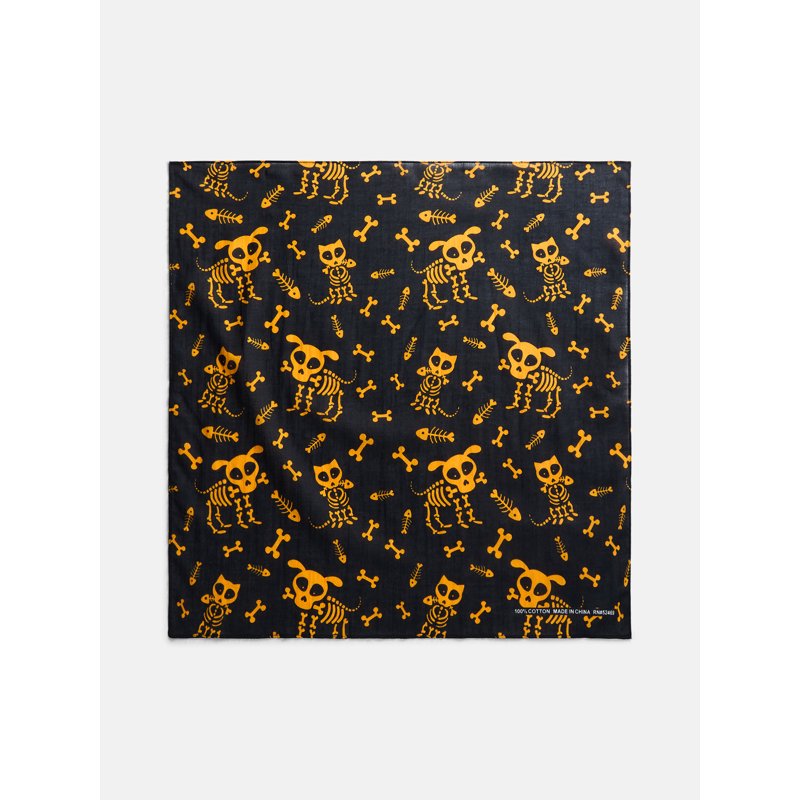 Halloween Women's Pet Skeletons Bandana - Black & Orange, One Size