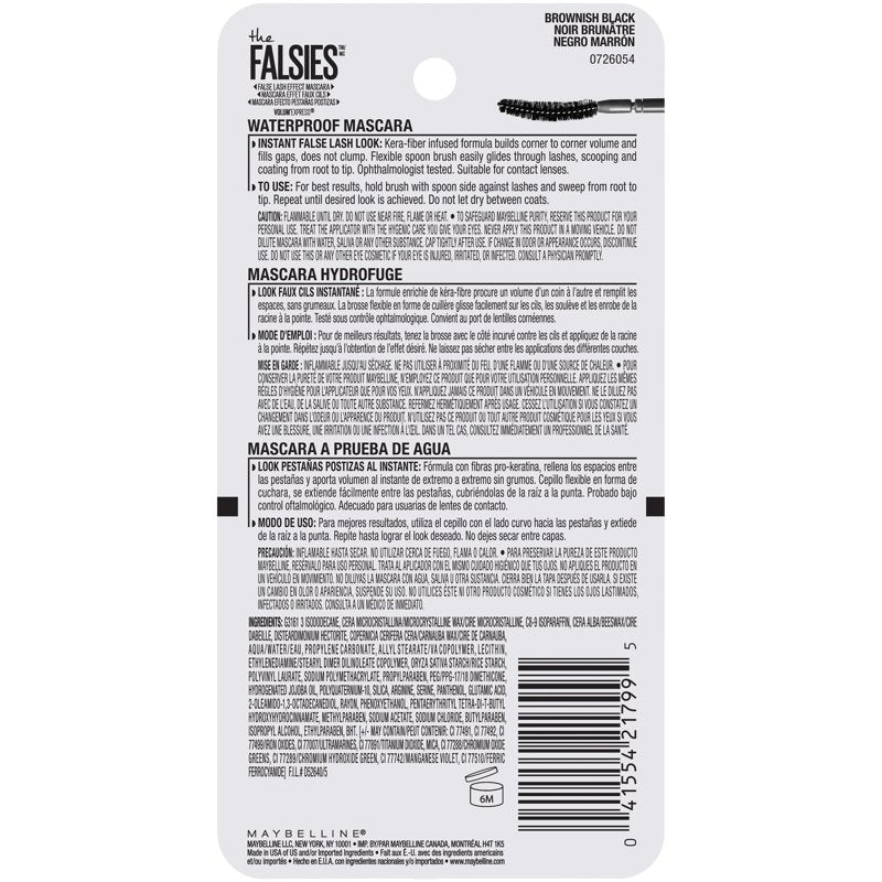 Volumizing Waterproof Mascara - Brownish Black False Lash Effect