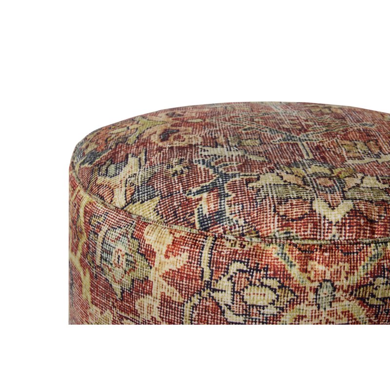 Vintage-Style Red Pouf Ottoman for Living Room & Bedroom - 18x18x20 Inches