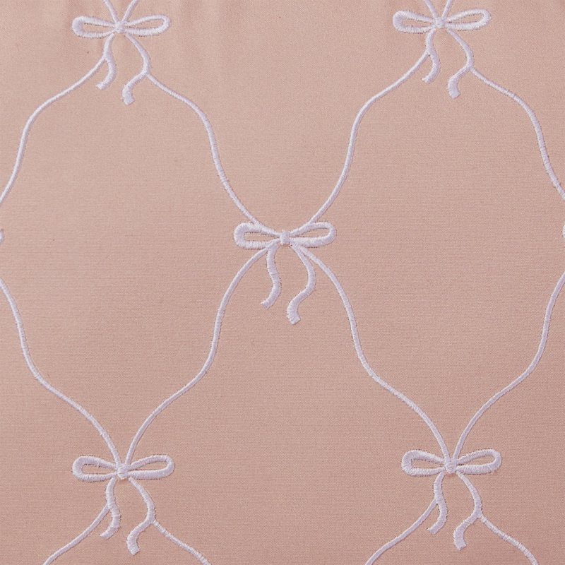 Pink Bow Embroidered Decorative Pillow - 14x20 Inch Home Decor