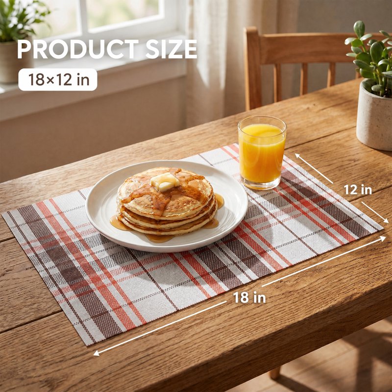 Washable Red Placemats Set of 6 for Kitchen Dining Table