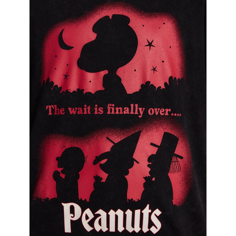 Peanuts Halloween Graphic Tee for Women Black L Short Sleeve Casual Top
