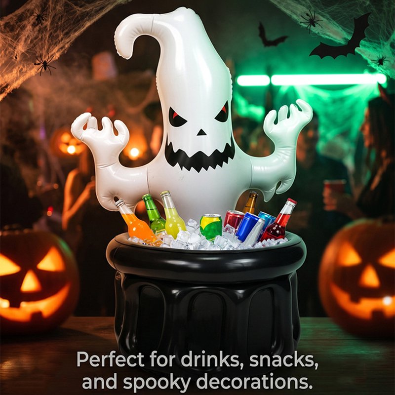 Halloween Inflatable Ghost Cooler - Outdoor Party Beverage Ice Bucket