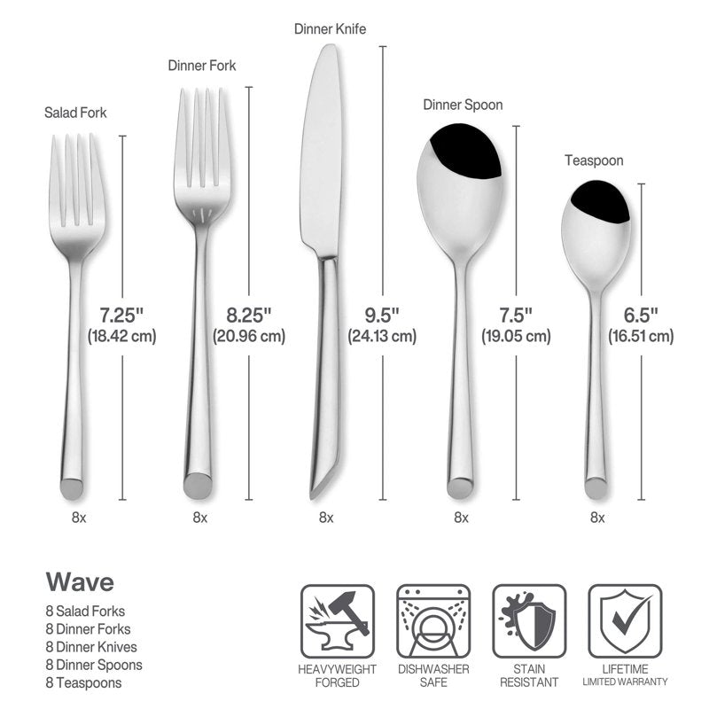 42-Piece Stainless Steel Flatware Set - Service for 8