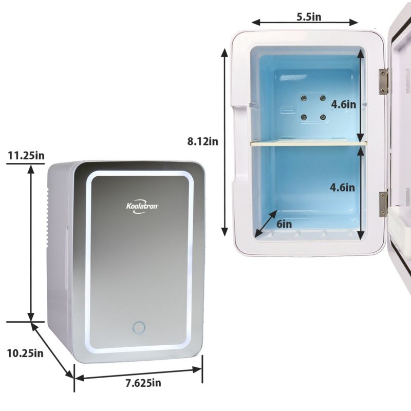 Portable Cosmetic Fridge with LED Makeup Mirror - 6L