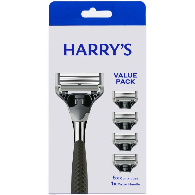 5-Blade Chrome Razor Handle Set with 5 Precision Razor Cartridges