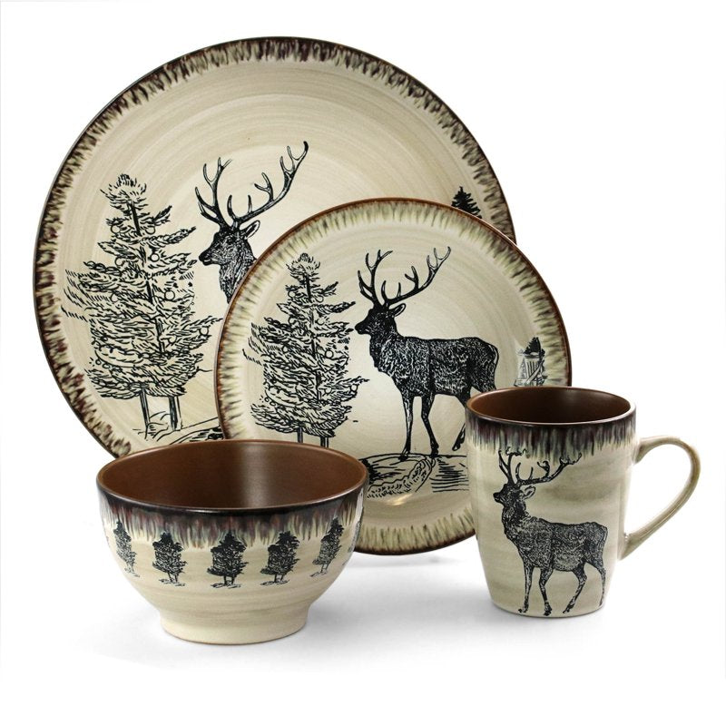 16-Piece Stoneware Dinnerware Set for 4 - Luxurious Design