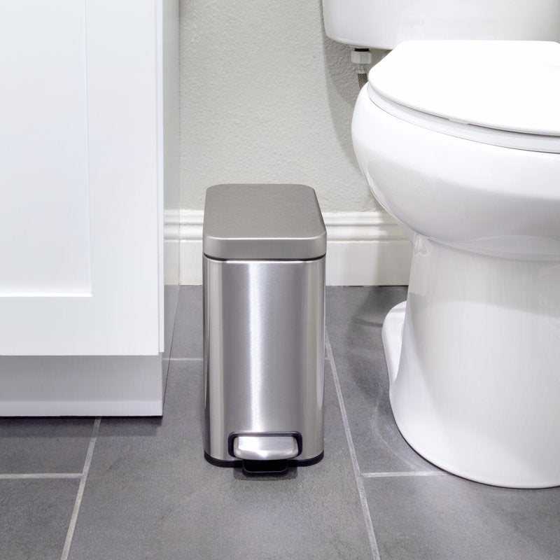Stainless Steel Slim Step-On Trash Can Twin Pack - 1.3 Gallon
