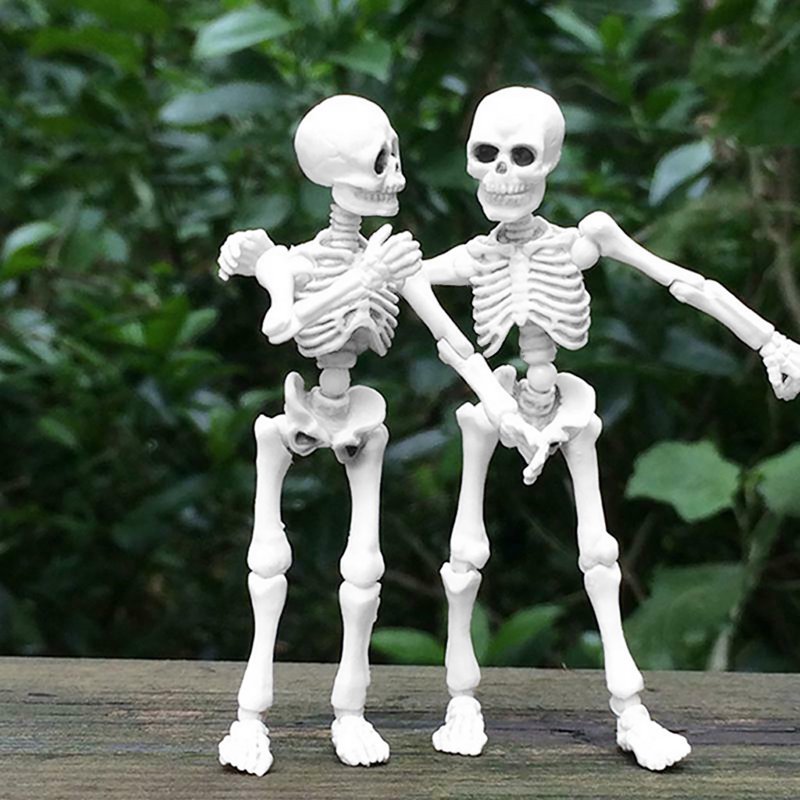 Mini Movable Skeleton Decor - 3.54 Inch Halloween Skeleton Figures for Spooky Tabletop Displays